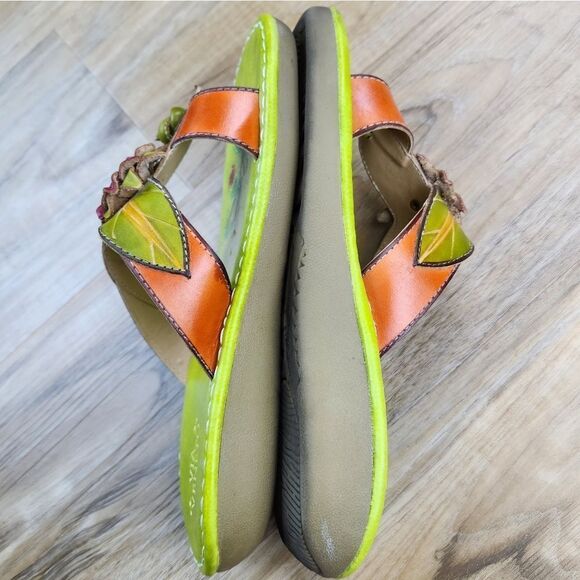 🦄Via Veneto Maui Open Toe Leather Sandals Size 7 - Picture 5 of 9